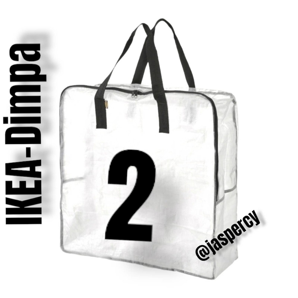 IKEA - TWO (2) Dimpa Zip Durable Stackable Clear Storage Bag/Tote W/ Straps